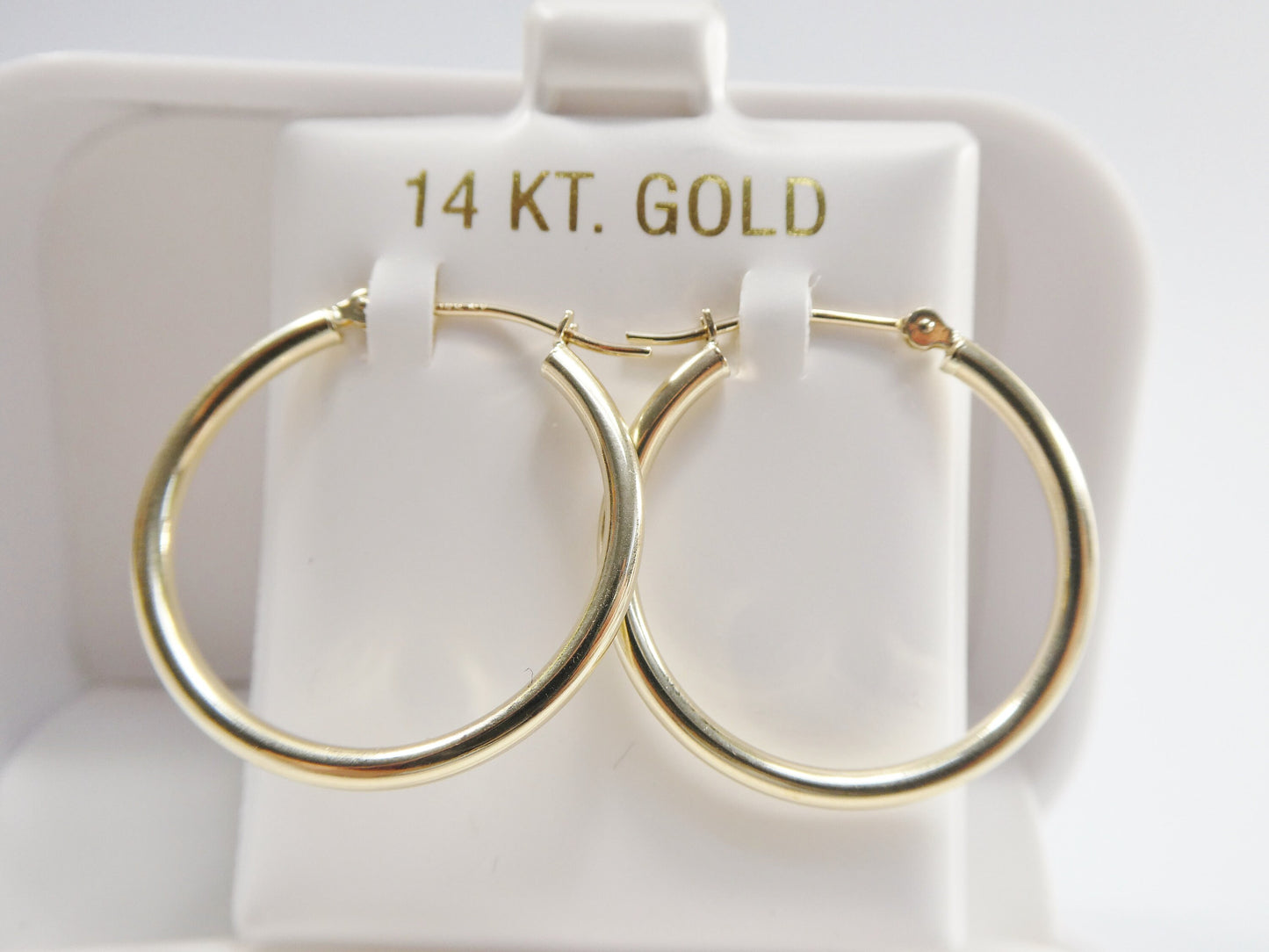 14K Solid Yellow Gold Hoop Earrings - High Polish, 25mm