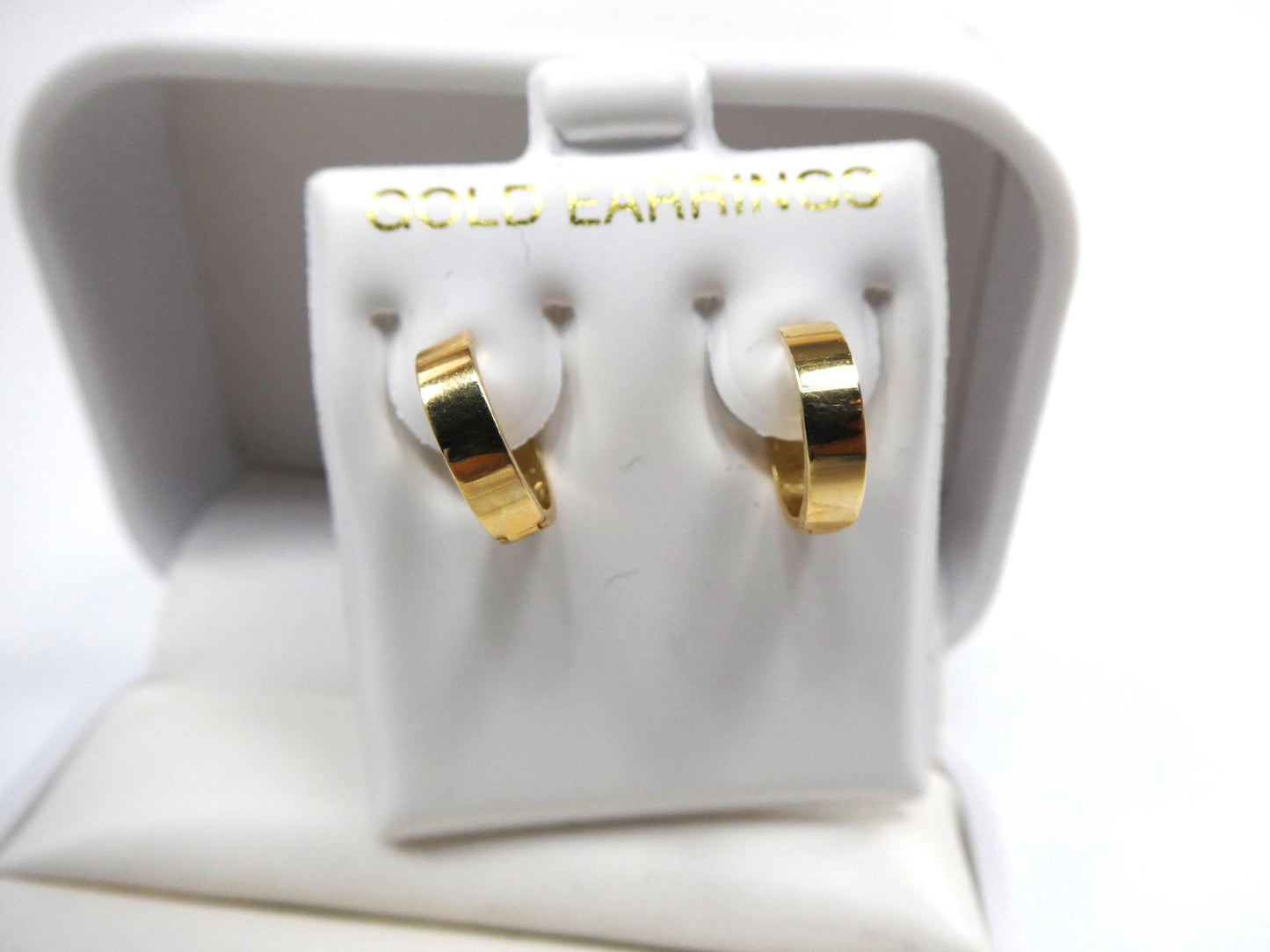 real 10k solid yellow gold high polish plain hoop huggie earrings