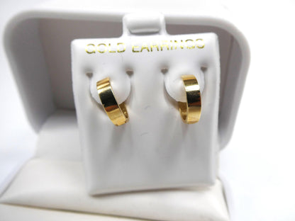 Real 10k Solid Yellow Gold High Polish Plain Hoop Huggie Earrings