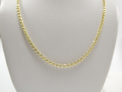 Real 2mm 925 Sterling Silver Moon Cut Chain 14k Yellow Gold Finish