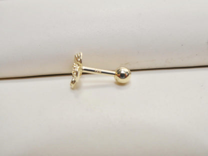 14k Real Solid Yellow Gold Cartilage Flower Body Ring Piercing