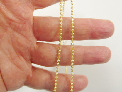 Real 2mm 925 Sterling Silver Moon Cut Chain 14k Yellow Gold Finish