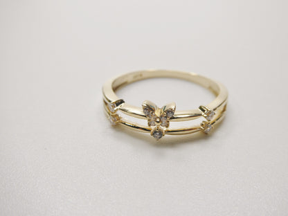 Real 10k Solid Yellow Gold Women's Classic Micro Pave Setting Ring