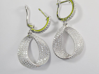 Real 925 Sterling Silver Micro Pave Setting 14k White Gold Color Finish Drop Earrings