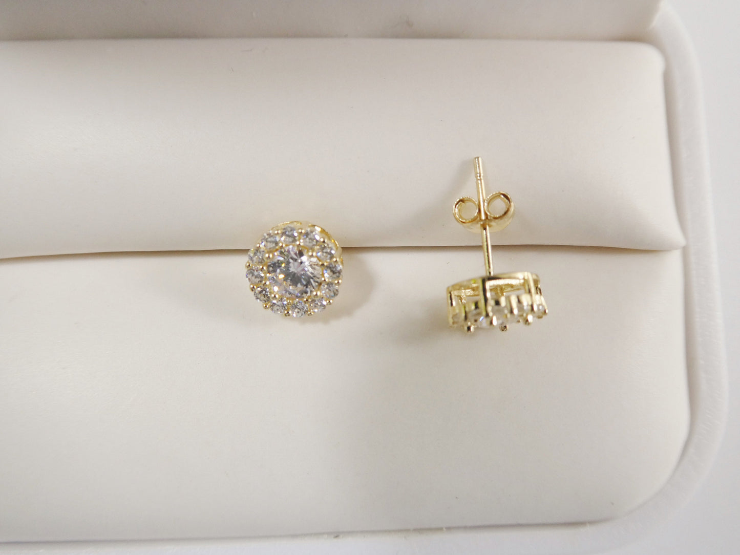 real 10k solid yellow gold push post circle stud earrings