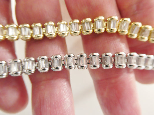 real 925 sterling silver full stone baguette bracelet