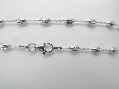 Real 925 Sterling Silver 10 Inch Cable Chain Bead Anklet 14k White Gold Finish