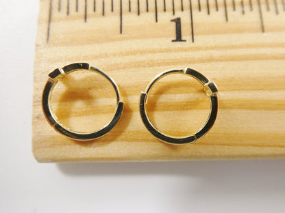 Real 10k Solid Yellow Gold Cross Hoop Huggie Earring