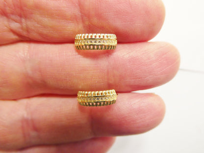 Real 10k Solid Yellow Gold Designer Hoop Huggie Earrings