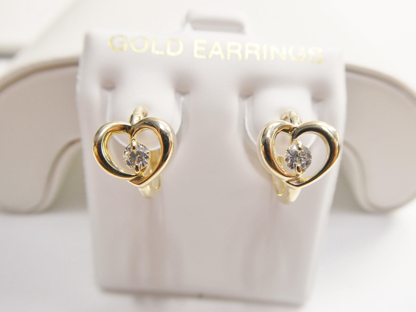 real 10k solid yellow gold designer heart earrings
