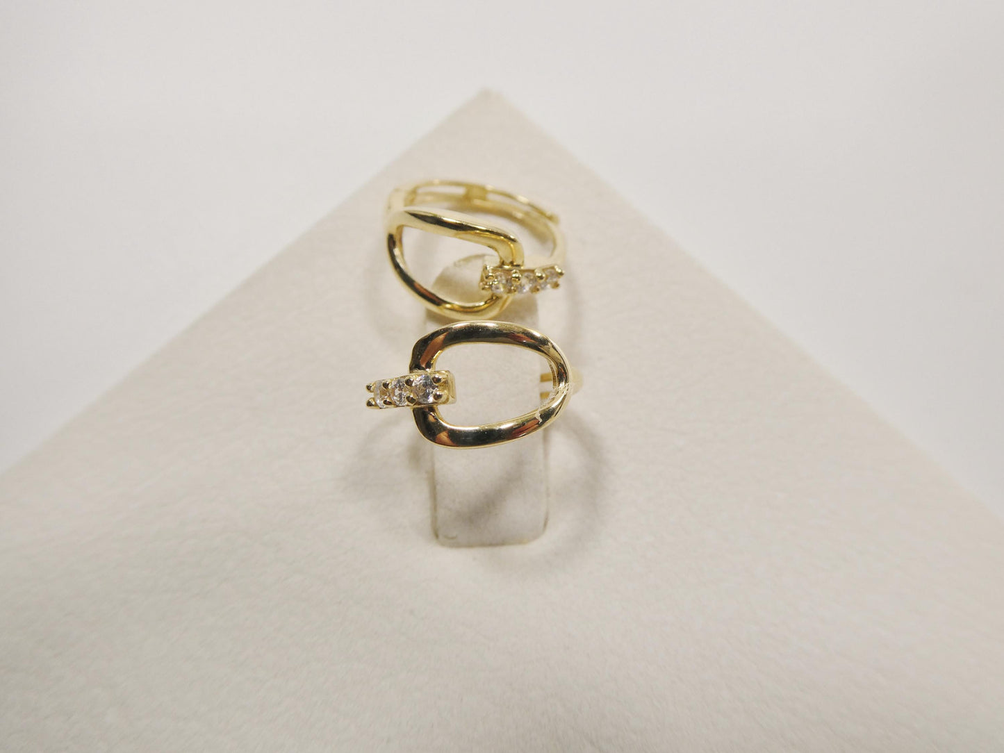 real 10k solid yellow gold buckle hoop huggie earring