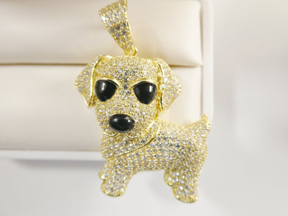 Real 925 Sterling Silver Full Stone Setting Dog Animal Pendent