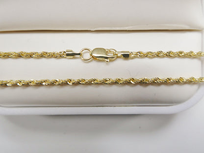 Real 14k Solid Yellow Gold Rope Chain Women Men Necklace