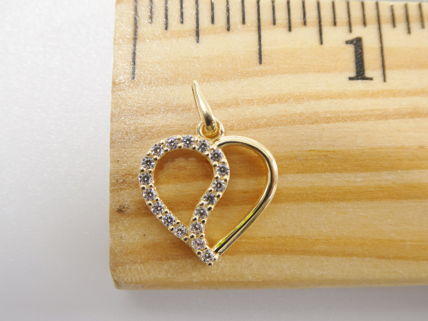 14k real solid yellow gold heart high polish charm pendent
