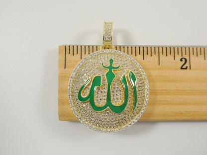 Real Sterling Silver Allah Muslim Pendent Full Ice Stone Charm