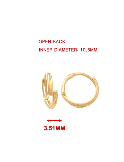 Real 10k Solid Yellow Gold Designer Hoop Huggie Earrings