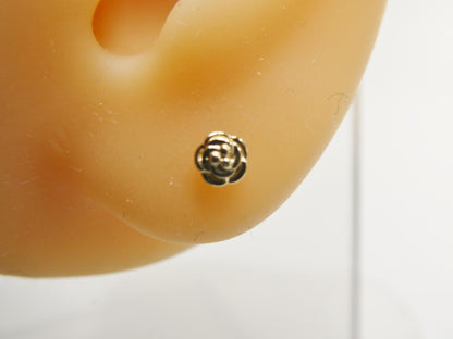 Real 10k Solid Yellow Gold Small Tiny Floral Push Post Earrings