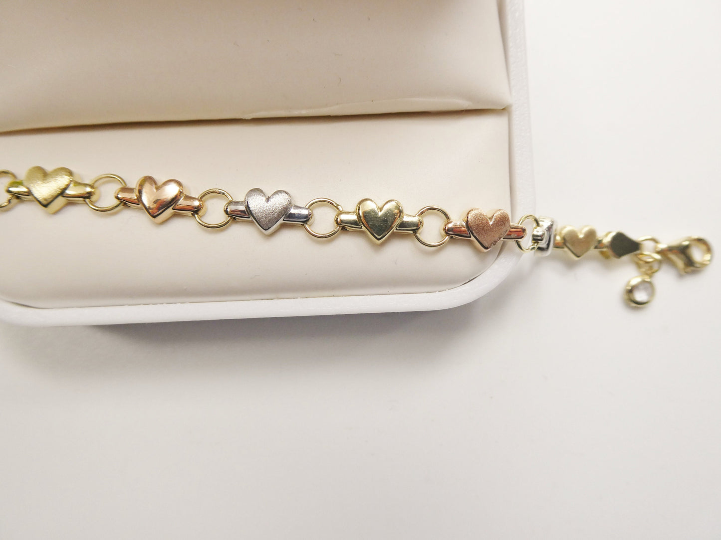 real 14k solid yellow gold 10 inch anklet heart bracelet