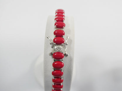 7 Inch Real 925 Sterling Silver Ruby Turquoise Tennis Bracelet