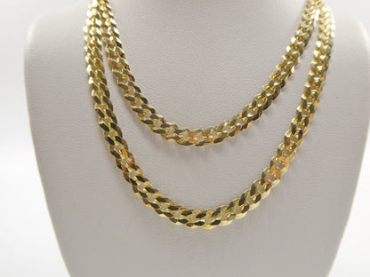 Real 925 Sterling Silver Solid Curb Chain 14k Yellow Gold Finish