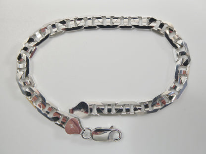 6mm Real Solid Mariner Link Solid 925 Sterling Silver Men Bracelet Lobster Lock
