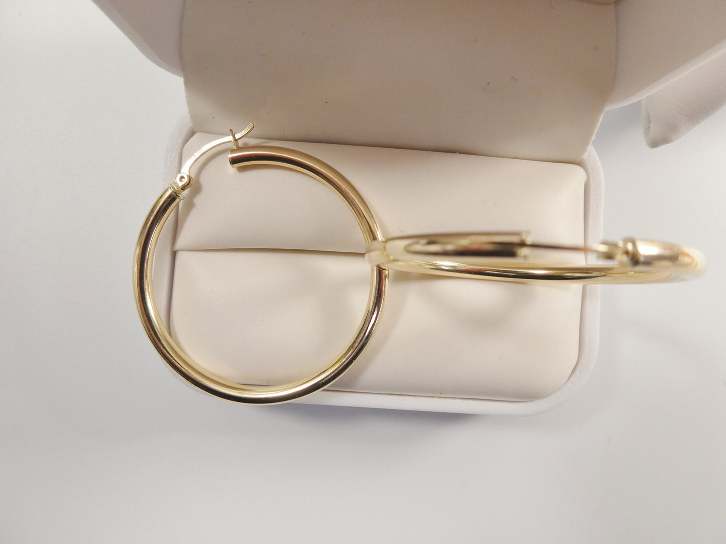 real 10k solid yellow gold plain high polish 40mm hoop huggie earrings
