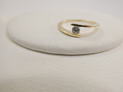Real 14k Solid Yellow Gold Women's Classic Micro Pave Setting Pinky Ring