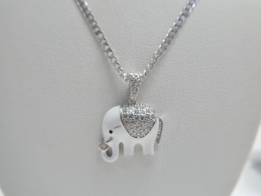 real 925 sterling silver enamel elephant pendent and 18 inch chain
