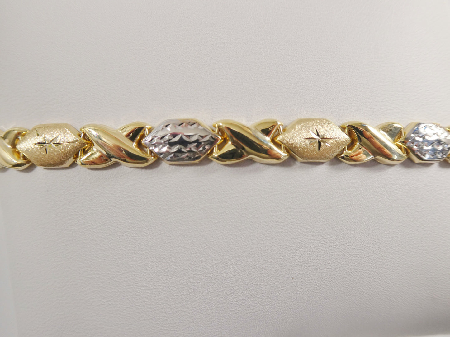 Sterling Silver XOXO Necklace: Two-Tone 14k Gold Finish