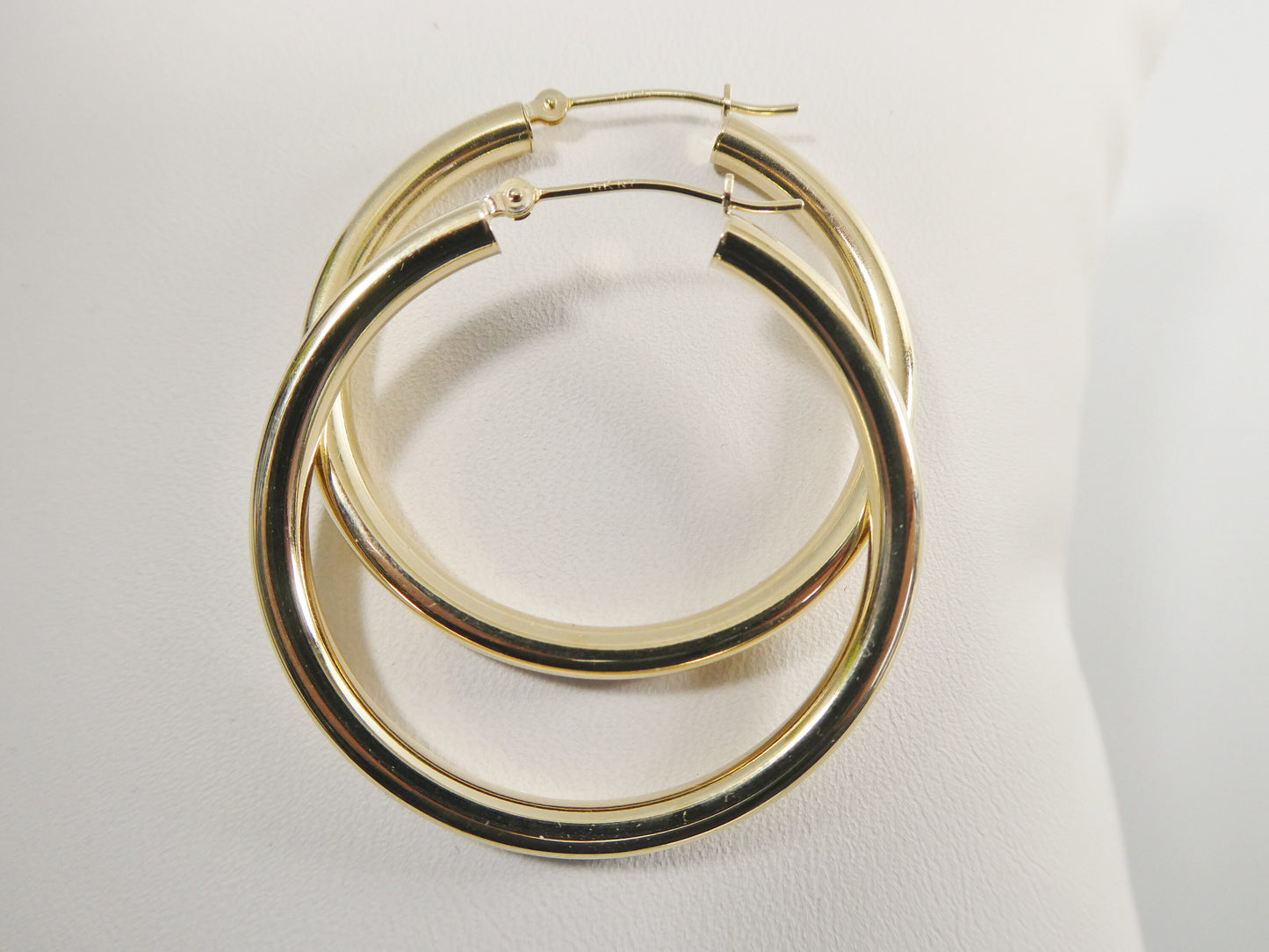 14K Solid Yellow Gold Hoop Earrings, 35mm
