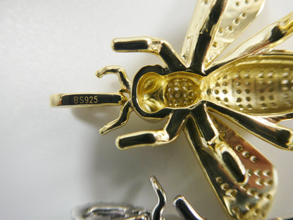 Real Solid 925 Sterling Silver Large Honey Bee Pendent