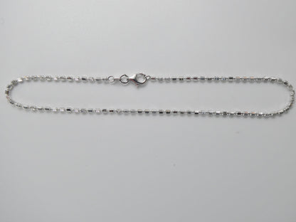 Real 925 Sterling Silver 10 Inch Bead Anklet 14k White Gold Finish