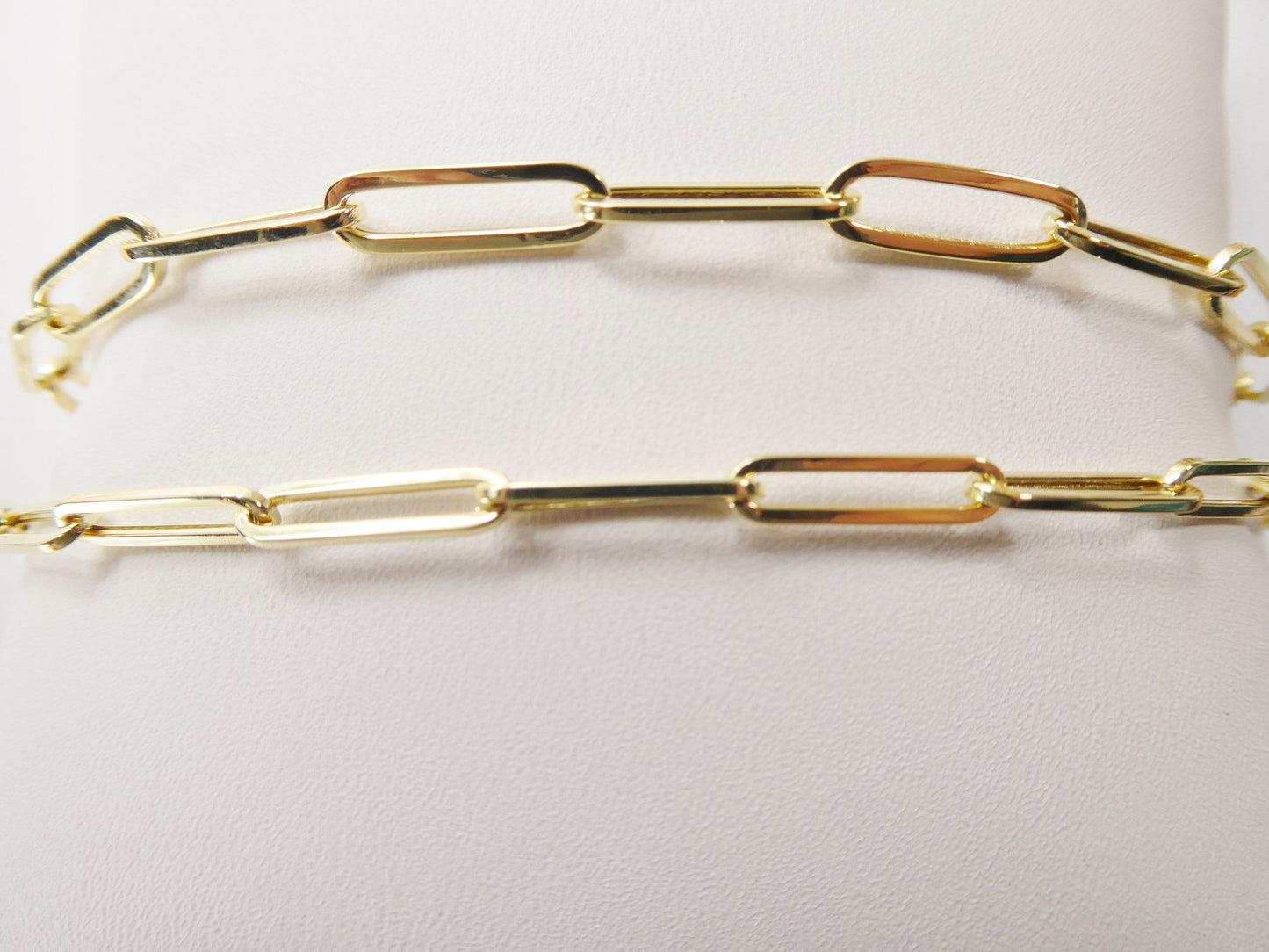 14k real solid yellow gold small wrist 6.5 inch paper clip high polish bracelet
