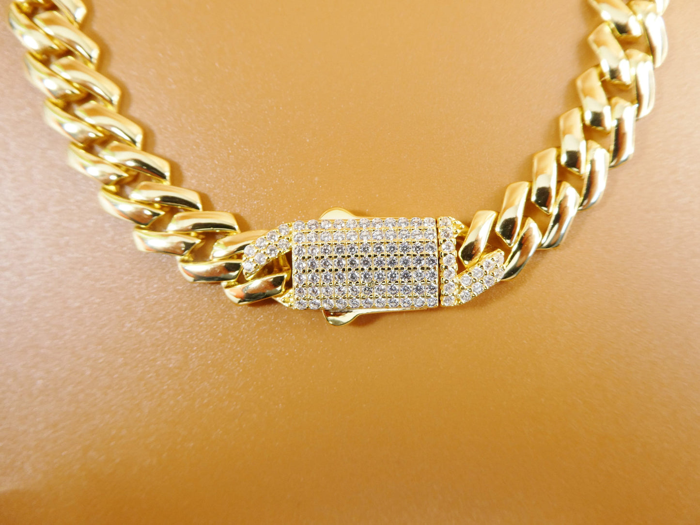 8 inch 14k yellow gold color Monaco bracelet over real solid 925 sterling silver