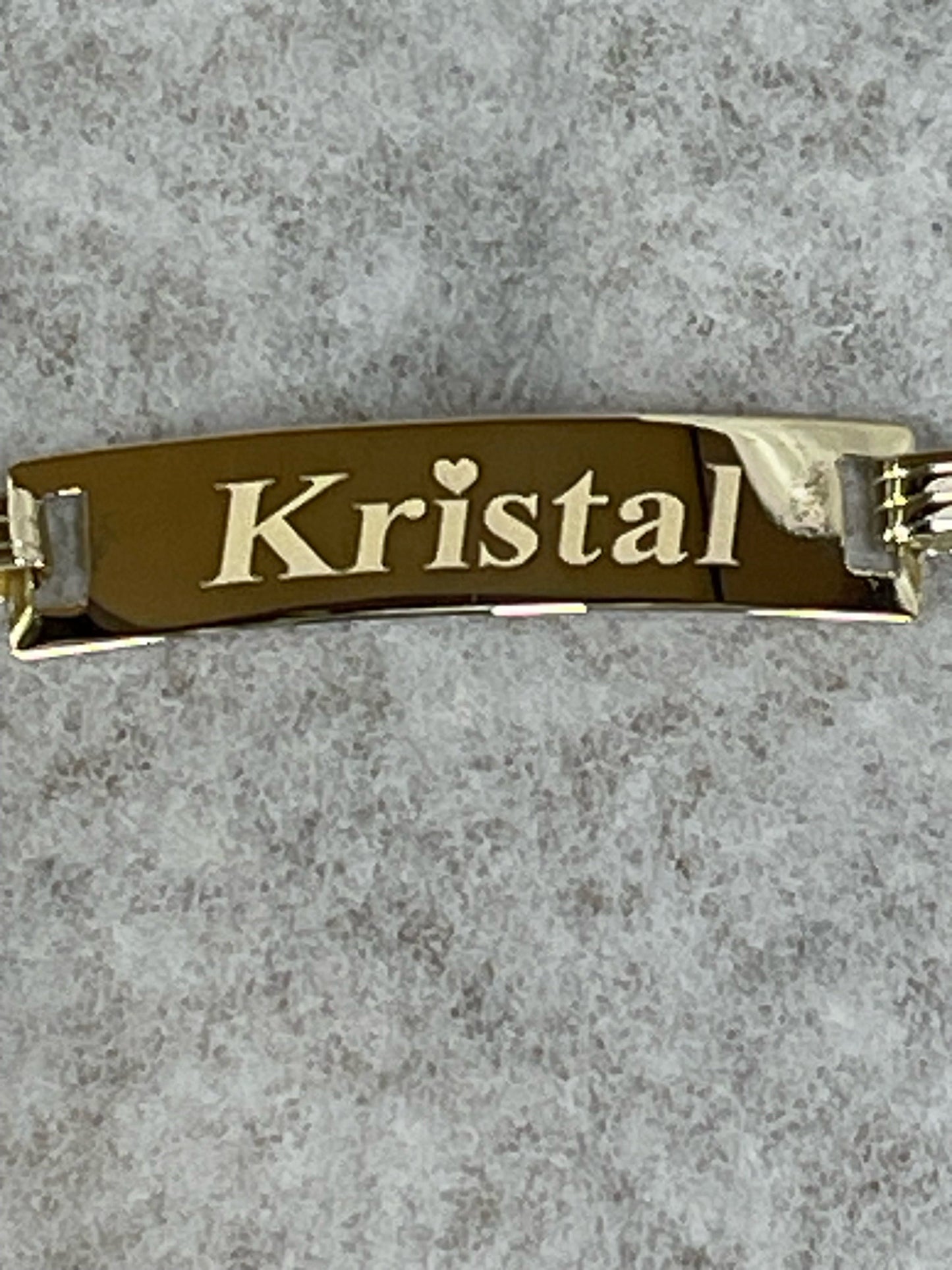 real 10k solid yellow gold 5.5/ 6.5 inch children/women double heart id bracelet