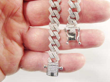 Real 925 Sterling Silver Monaco Full Micro Fave Setting Bracelet