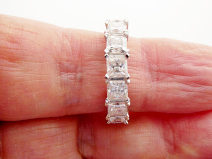Real 925 Sterling Silver Solitaire Moissanite Anniversary Eternity Ladies Band
