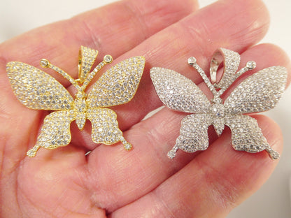 Real Solid 925 Sterling Silver Large Butterfly Pendent
