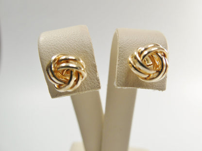 Real 10k Solid Yellow Gold Push Post Small Loveknot Stud Earring