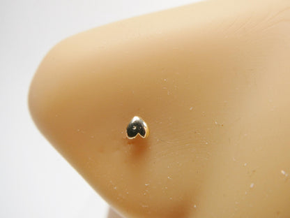 14k Real Solid Yellow Gold Heart Long Post Nose Ring
