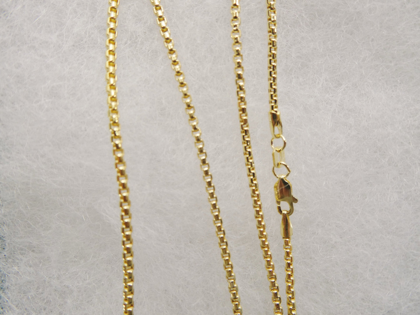 10k real solid yellow gold tiny small 2MM round box chain necklace