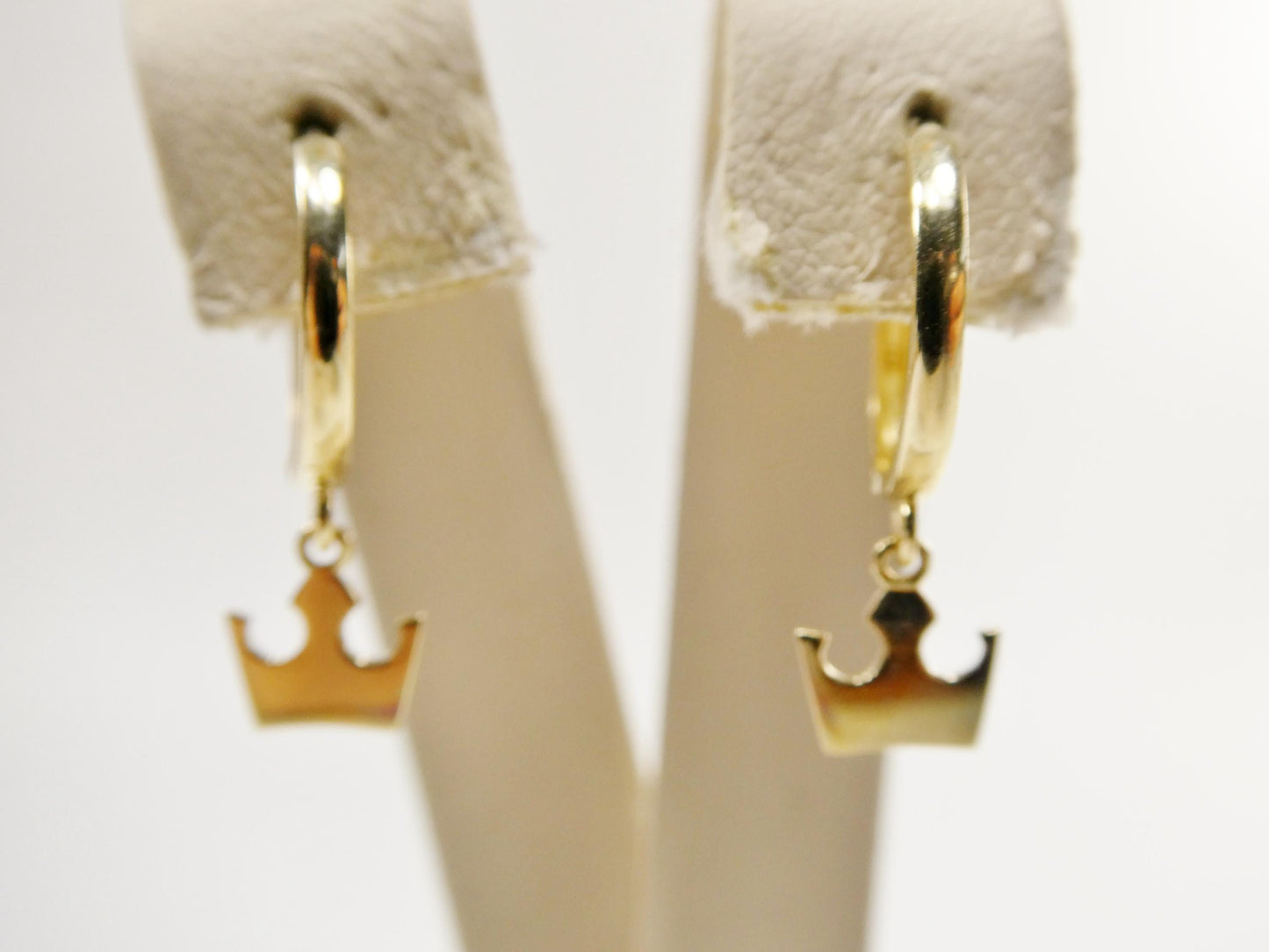 real 10k solid yellow gold crown hoop huggie earrings