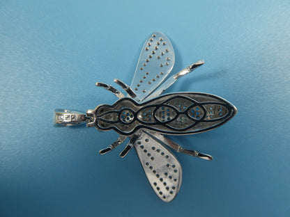 Real Solid 925 Sterling Silver Large Honey Bee Pendent