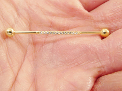 14k Real Solid Yellow Gold Straight Barbell Belly Button Ring Piercing