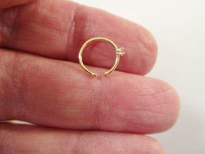 14k Real Solid Yellow Gold Cartilage Nose Ring Body Ring Piercing