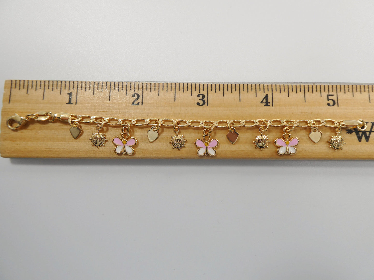 5.5 inch 14k gold filled CURB style butterfly pendent dropping baby bracelet