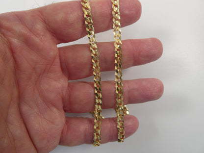 Real 925 Sterling Silver Solid Curb Chain 14k Yellow Gold Finish