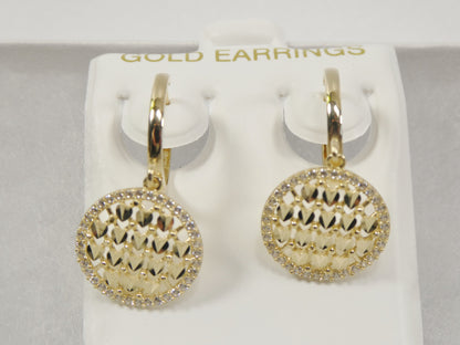 10k Real Solid Yellow Gold Circle Drop All Tiny Heart Huggie Earrings