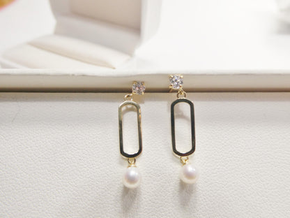 Real 10k Solid Yellow Gold Paperclip Dangling Push Post Earrings