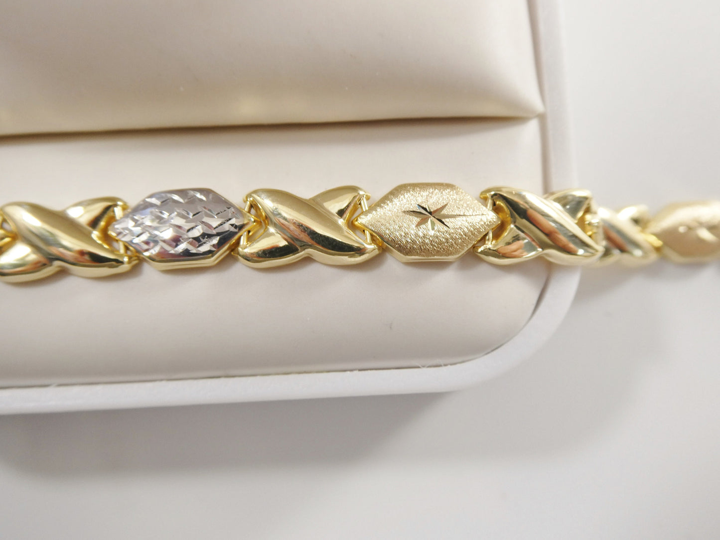 Sterling Silver XOXO Necklace: Two-Tone 14k Gold Finish